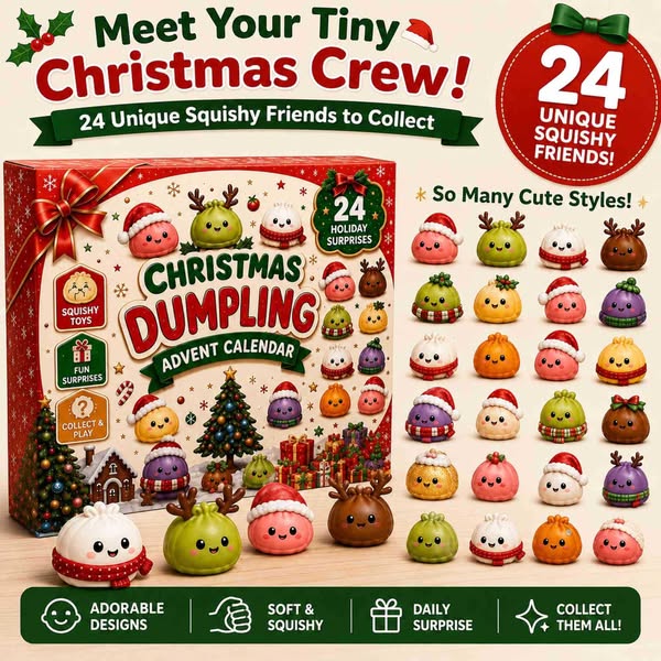 2026 Christmas Advent Calendar, 24‑Day Kawaii Dumpling Surprise Countdown Set, Christmas Holiday Gift for Girls/Boys