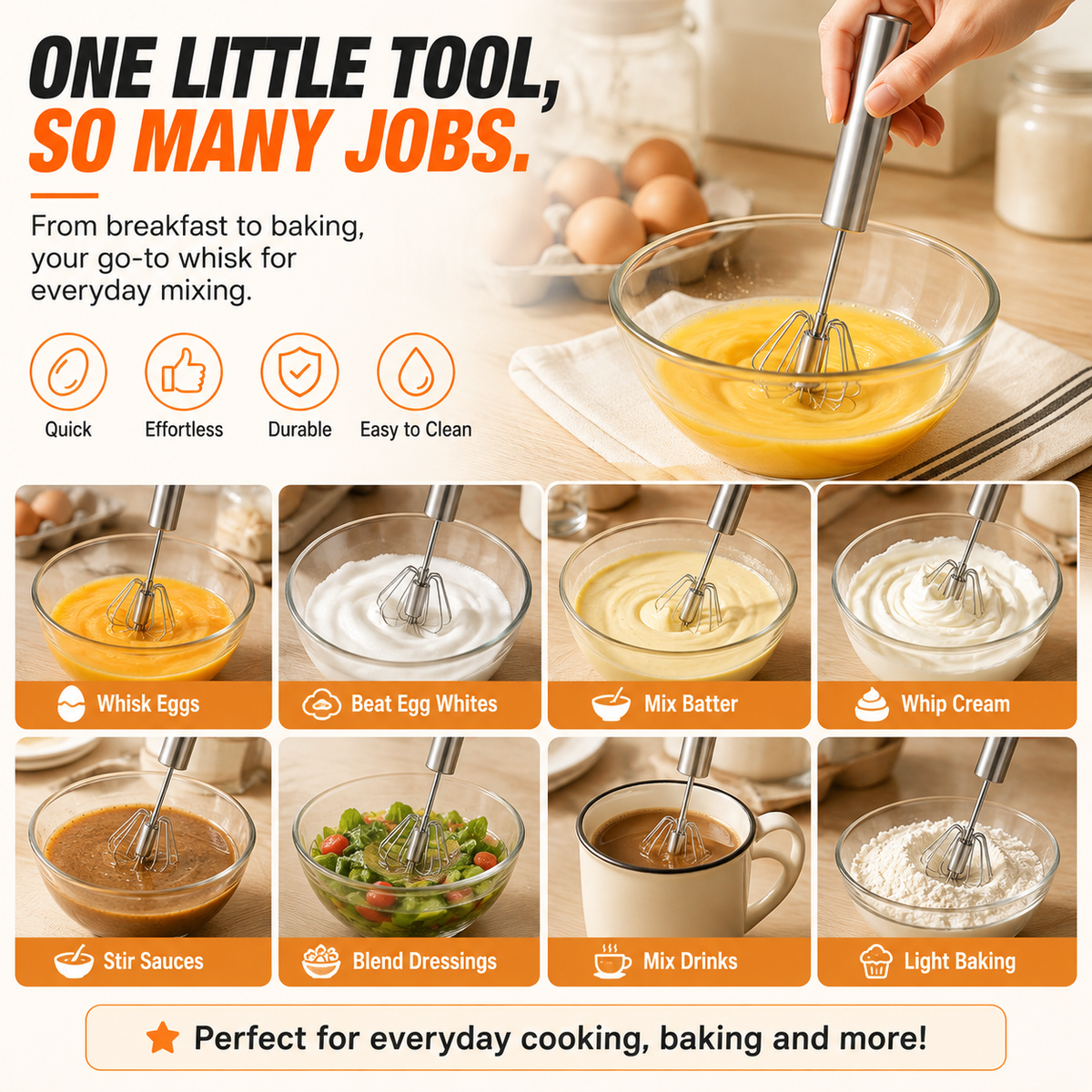 👩‍🍳 BEGINNER DEAL🥚 2-Pack Hand-Push Rotary Whisk – Press, Spin & Mix with Ease