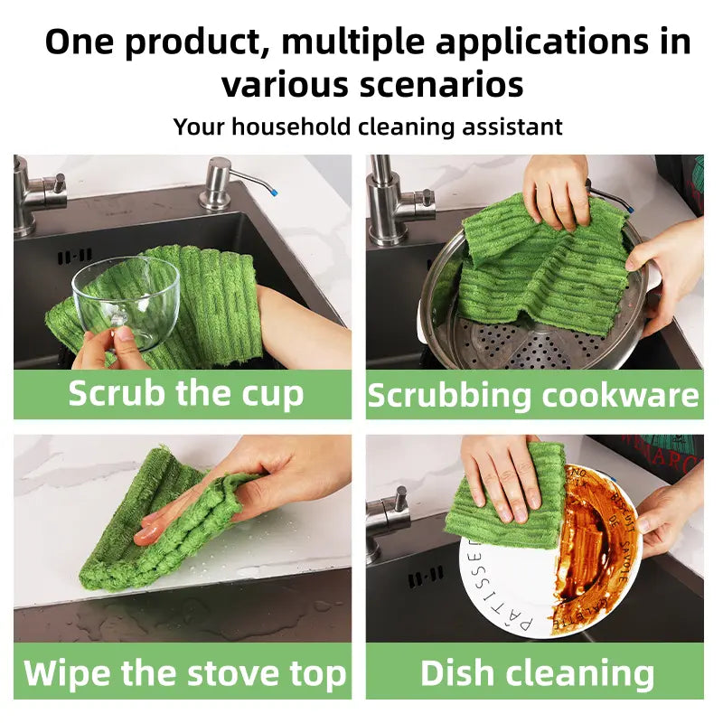 20 PCS Tearable Antibacterial Cleaning Cloths, 10A-Grade Reusable Wet/Dry Lint-Free Rags