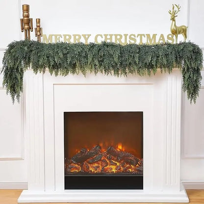 🎄 6ft Real Touch Artificial Cedar Garland | Lifelike Winter Pine Greenery for Christmas Mantle, Table & Wall Decor