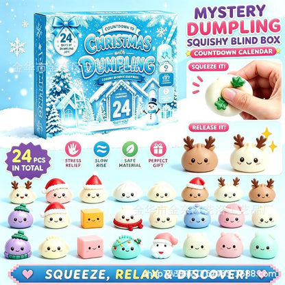 2026 Christmas Advent Calendar, 24‑Day Kawaii Dumpling Surprise Countdown Set, Christmas Holiday Gift for Girls/Boys