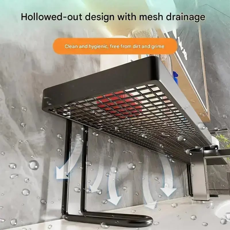 Carbon Steel Bathroom Organizer,Minimalist Moisture-Proof Anti-Mold Bathroom Shelf for Skincare