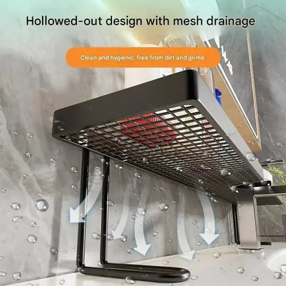 Carbon Steel Bathroom Organizer,Minimalist Moisture-Proof Anti-Mold Bathroom Shelf for Skincare